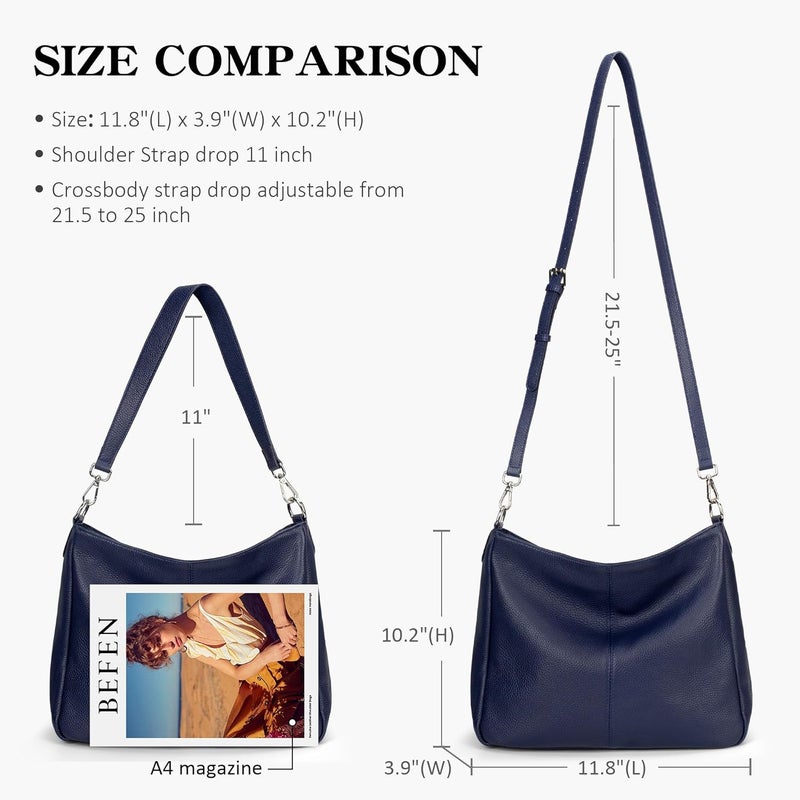 befen Genuine Leather Hobo Bags Purses for Women, Women's Shoulder bag Handbags Crossbody Bag with 2 Shoulder Straps - Image 5